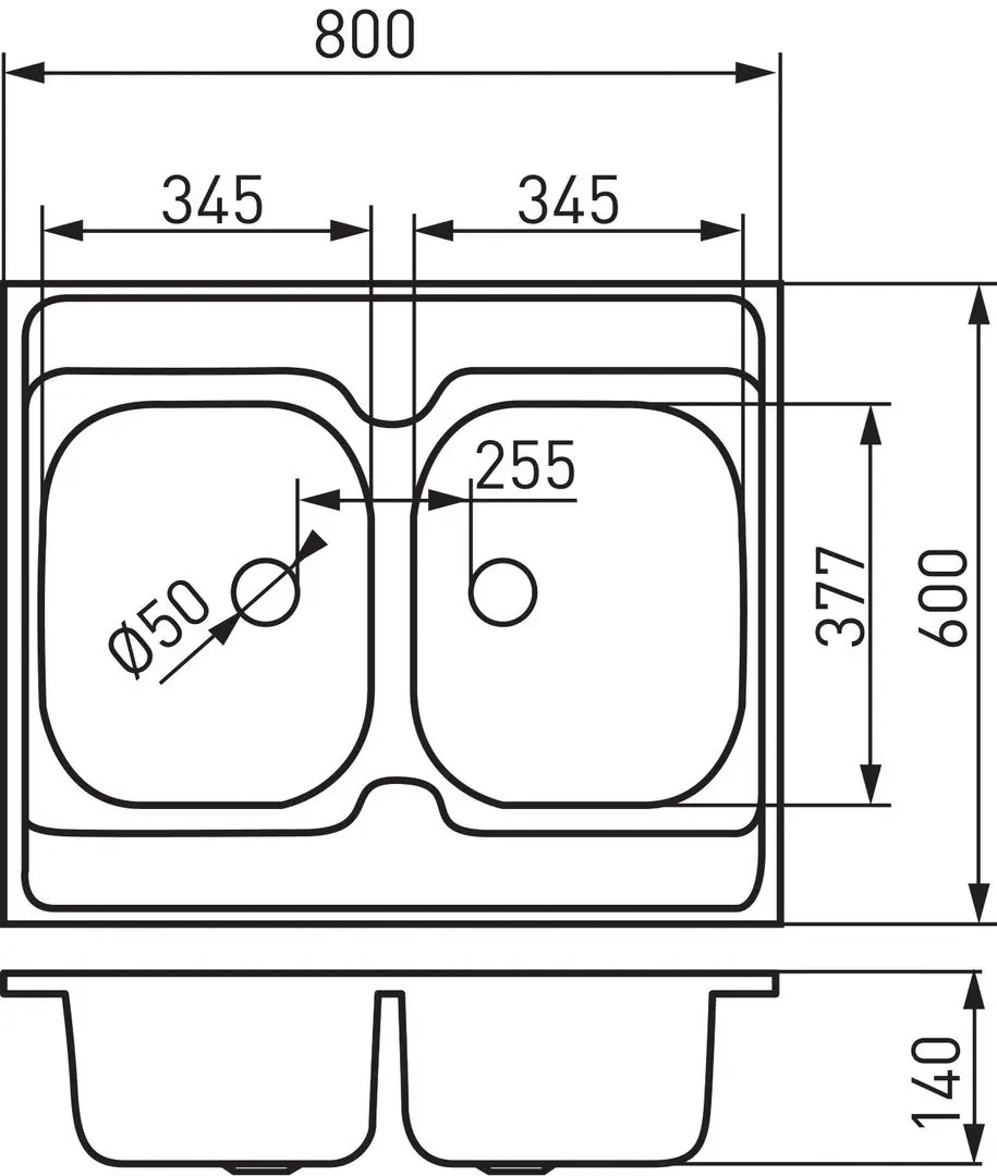 Chiuveta Ferro DR60/80D.H (Inox) - 2