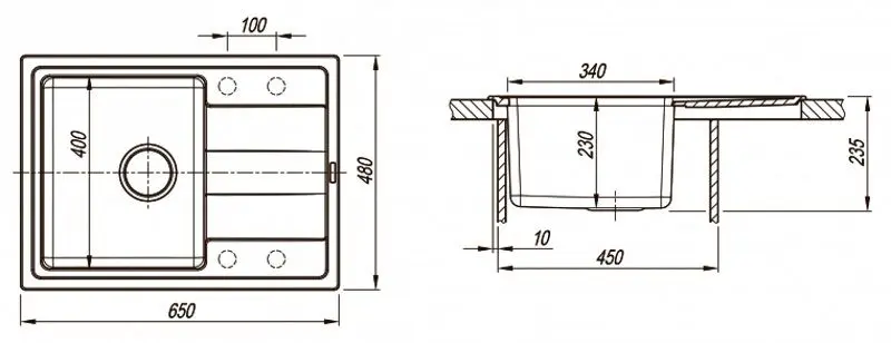 Chiuveta Florentina Combi 650 (Anthracite) - 2