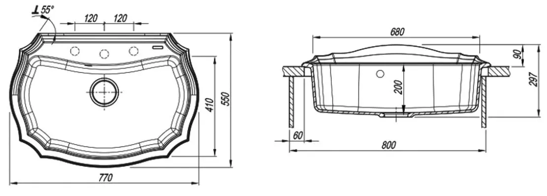 Кухонная мойка Florentina Emiliya 770 (Cappuccino) - 2