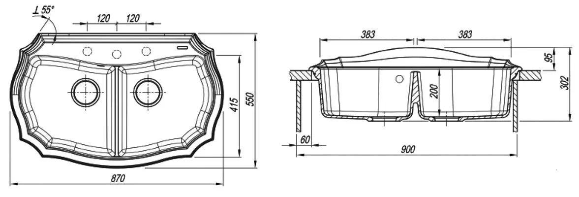 Chiuveta Florentina Emiliya 870 (Brown) - 2