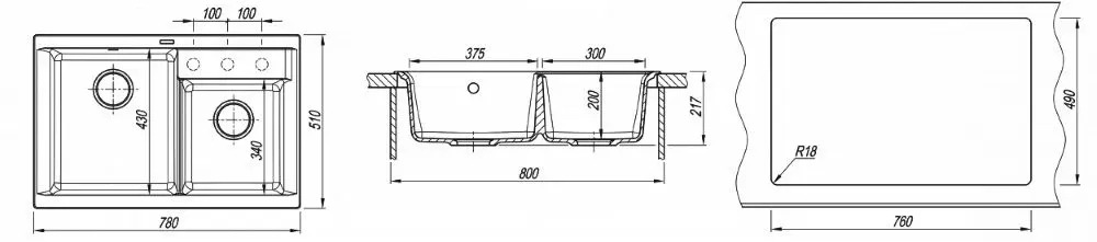 Chiuveta Florentina Kassi-780 (Black) - 2