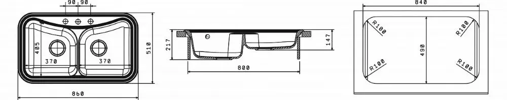 Кухонная мойка Florentina Krit 860 (Black) - 2