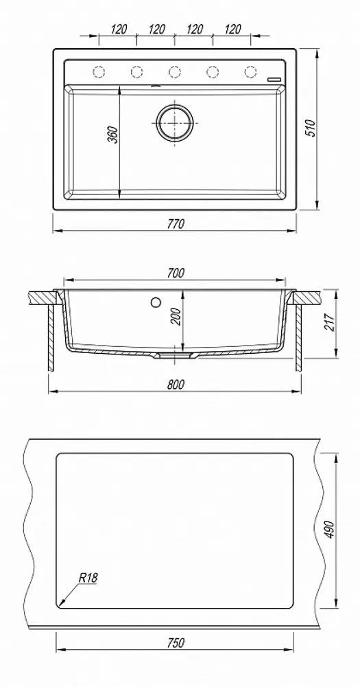 Chiuveta Florentina Lipsi 770 (Black)