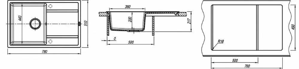 Кухонная мойка Florentina Lipsi-780 (Antracite)