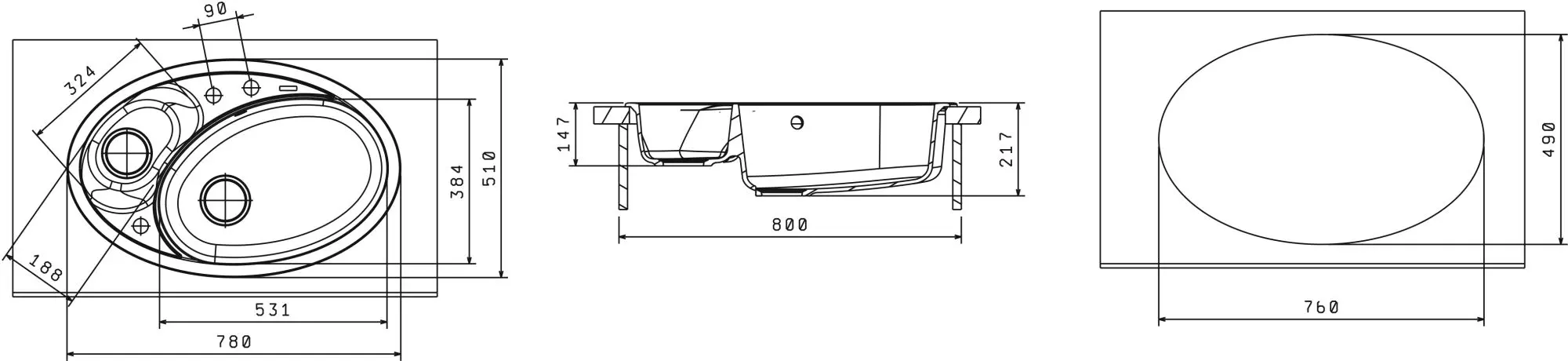 Кухонная мойка Florentina Selena 780 (Beige)