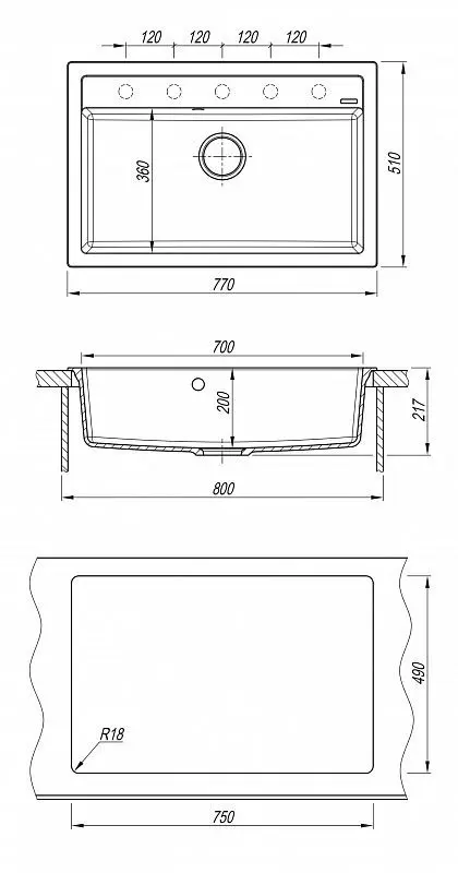 Кухонная мойка Florentina Lipsi 770 (Brown) - 2