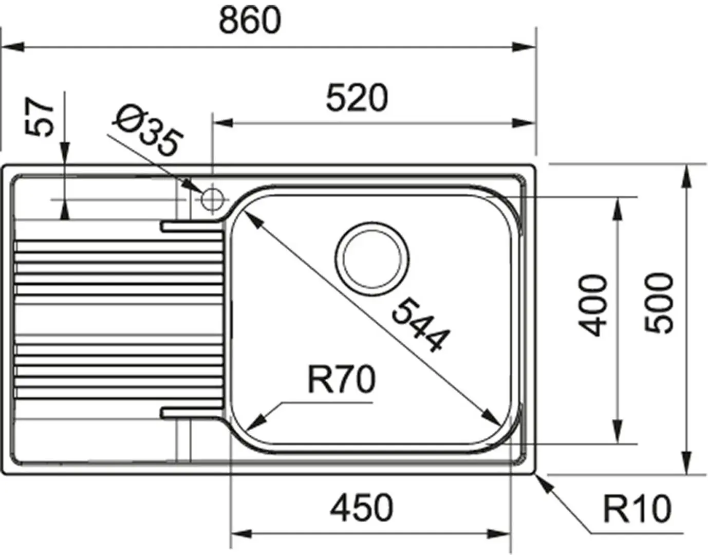Мойка Franke Smart SRX 611-86 LB Right (Inox Satin)