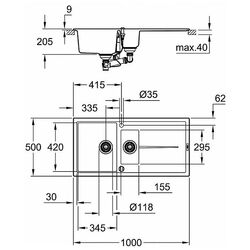 Chiuveta Grohe K400 31642AT0 (Gray Granite) Thumb