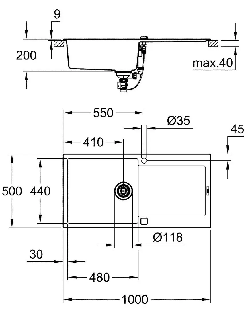 Chiuveta Grohe K500 31645AT0 (Granite Gray)