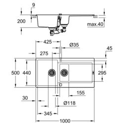 Chiuveta Grohe K500 31646AP0 (Granite Black) Thumb