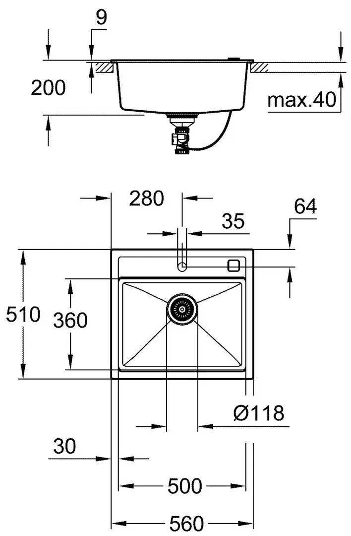 Chiuveta Grohe K700 31651AT0 (Gray Granite) - 3