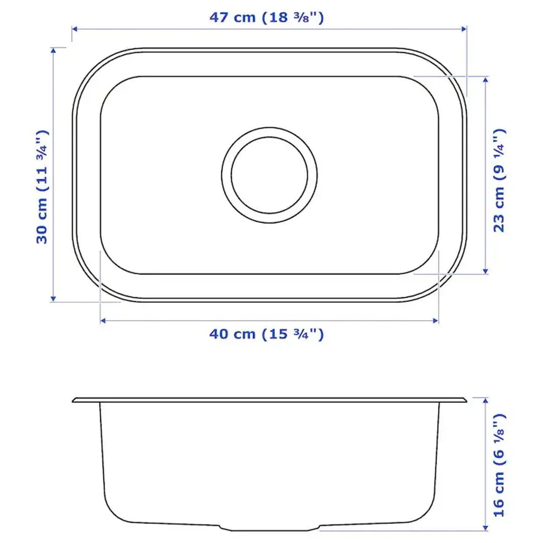 Мойка Ikea Boholmen 1 чаша 47x30 (Нержавеющая Cталь)