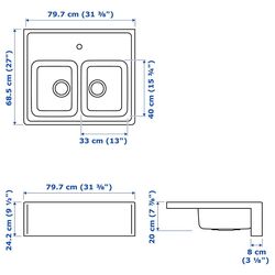 Chiuveta Ikea Bredsjon 2 cuve/front vizibil 80x69 (Inox) Thumb