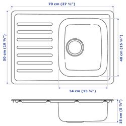 Chiuveta Ikea Fyndig 1 cuva/uscator 70x50 (Inox) Thumb