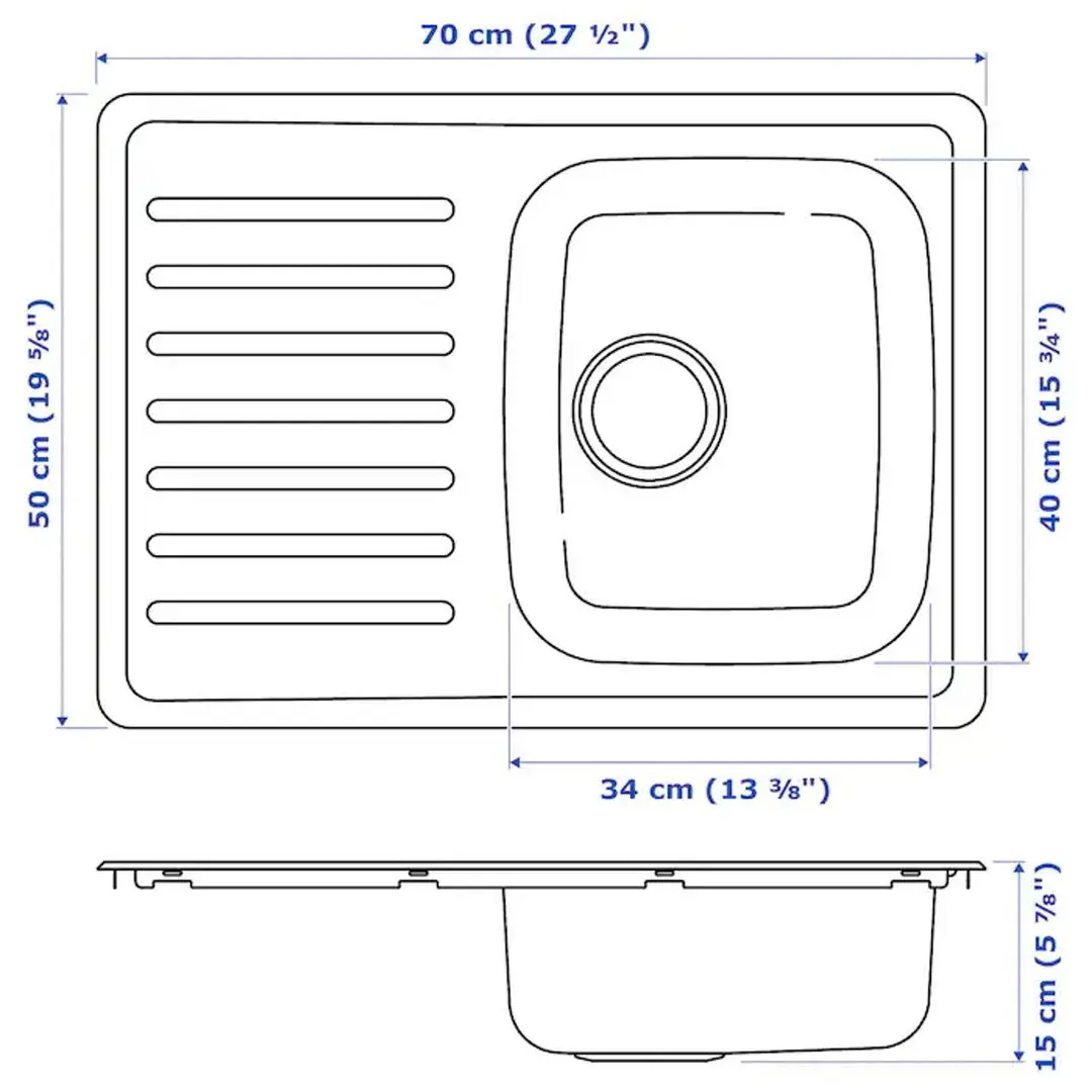 Chiuveta Ikea Fyndig 1 cuva/uscator 70x50 (Inox)