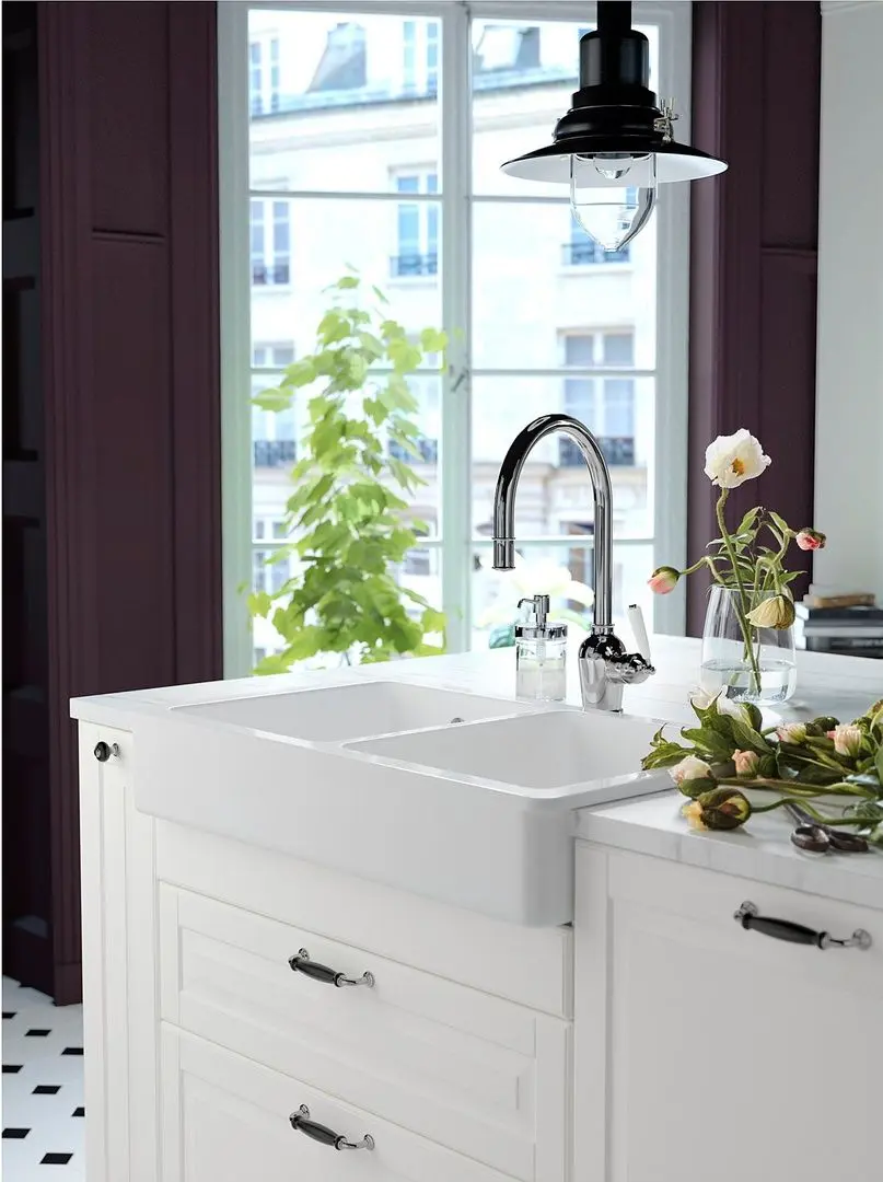 Chiuveta Ikea Havsen 2 cuve/front vizibil 82x48 (Alb)