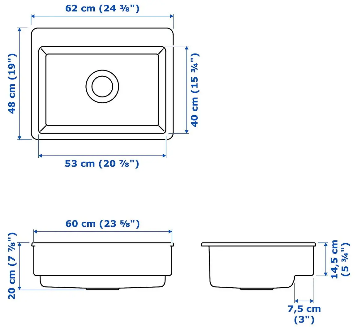 Chiuveta Ikea Havsen front vizibil 62x48 (Alb)