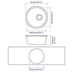 Мойка Ikea Kilsviken 1 чаша 47cm (Черный) Thumb