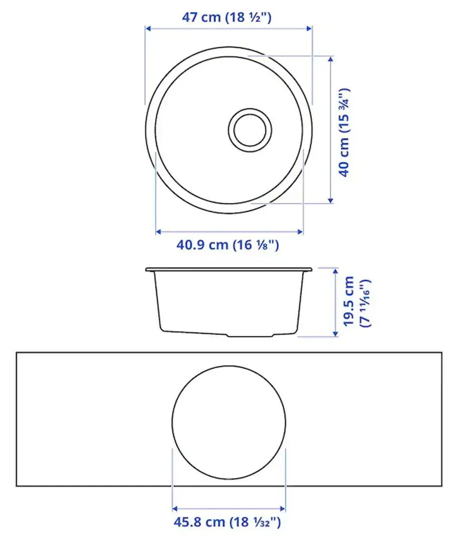 Мойка Ikea Kilsviken 1 чаша 47cm (Черный) - 4