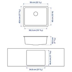 Chiuveta Ikea Kilsviken 1 cuva 56x46 (Negru) Thumb