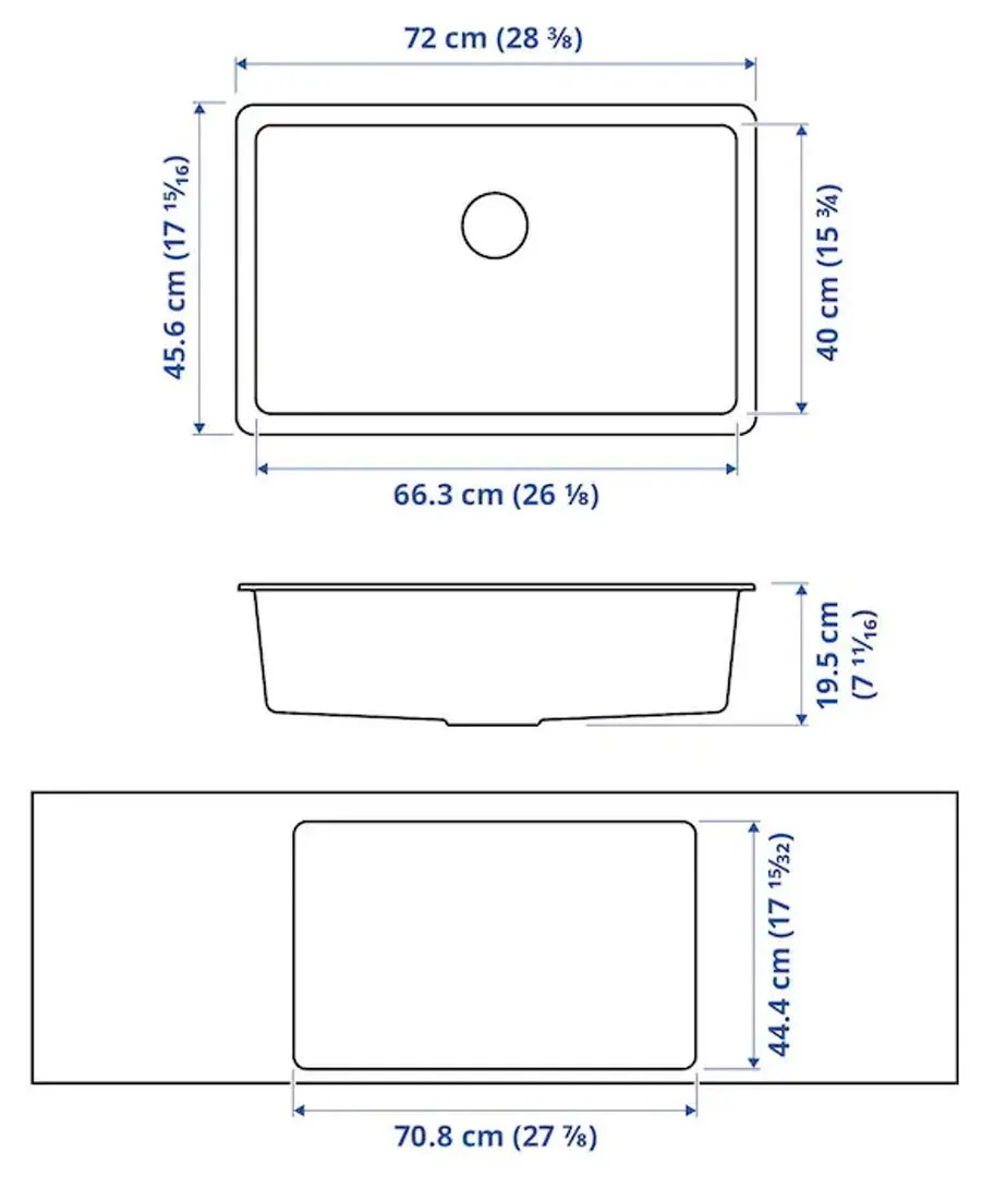 Chiuveta Ikea Kilsviken 1 cuva 72x46 (Negru)