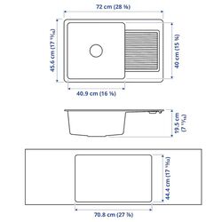 Chiuveta Ikea Kilsviken 1 cuva/uscator 72x46 (Negru) Thumb