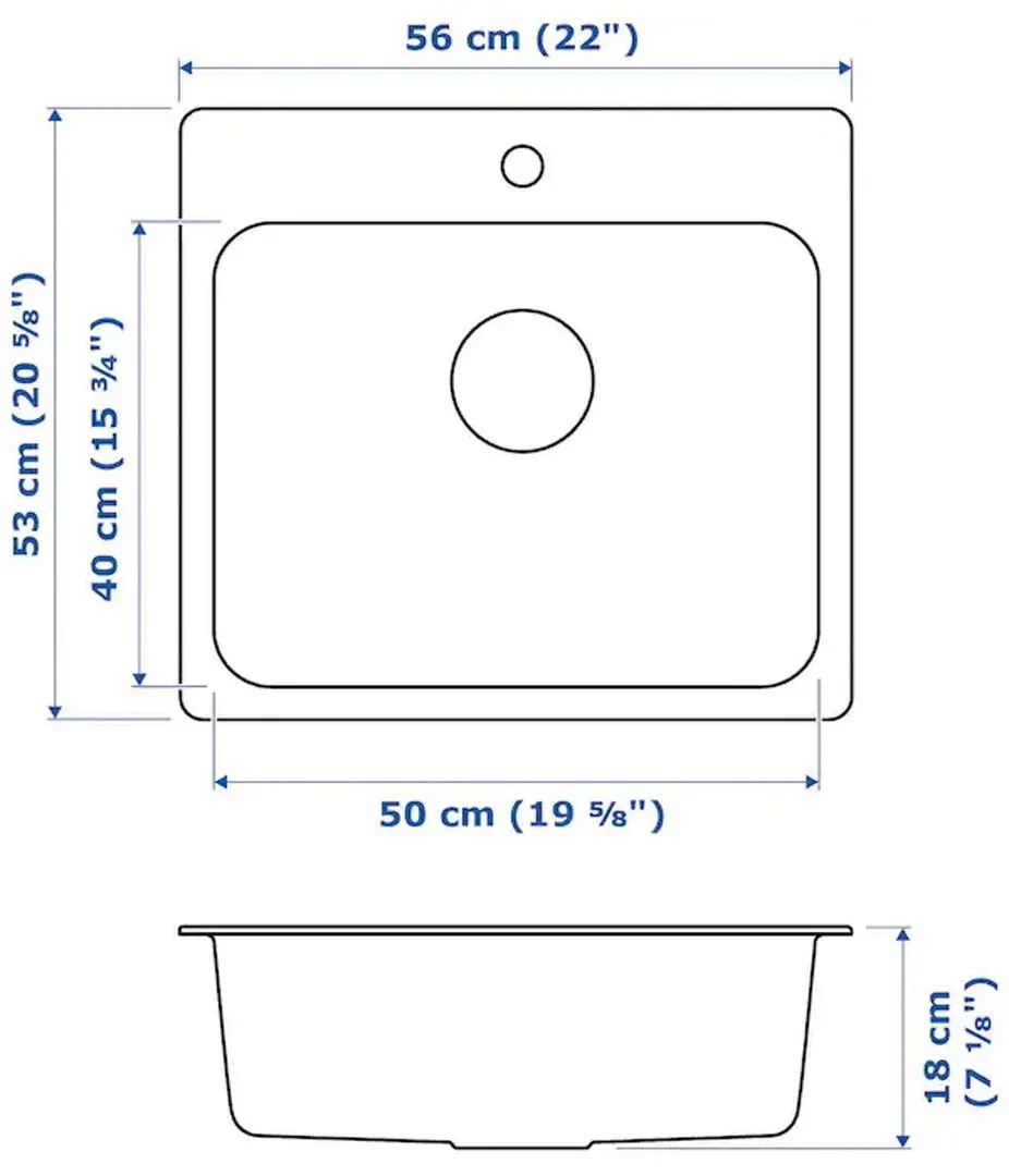 Chiuveta Ikea Langudden 1 cuva 56x53 (Inox)