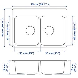Chiuveta Ikea Langudden 2 cuve 75x53 (Inox) Thumb