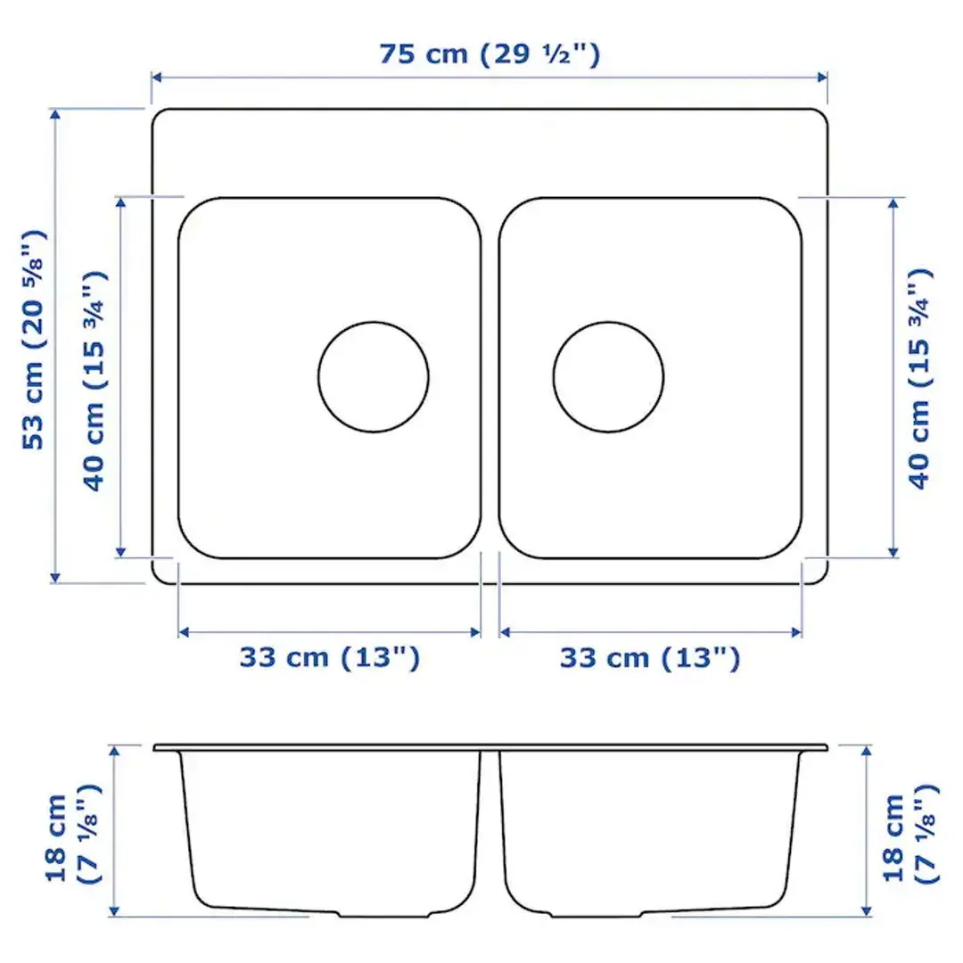 Chiuveta Ikea Langudden 2 cuve 75x53 (Inox)