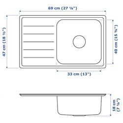 Chiuveta Ikea Vattudalen 1 cuve/uscator 69x47 (Inox) Thumb