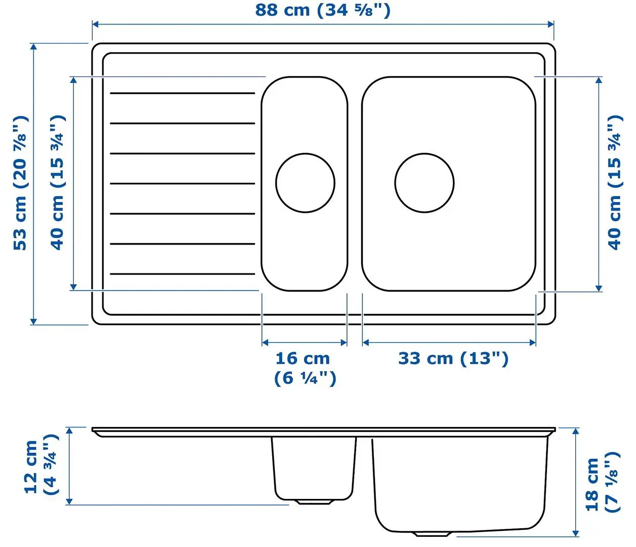 Chiuveta Ikea Vattudalen 1 cuva/aripa 88x53 (Inox)