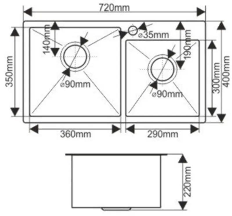 Chiuveta Melana ProfLine S7240HG (Satin/Gold)