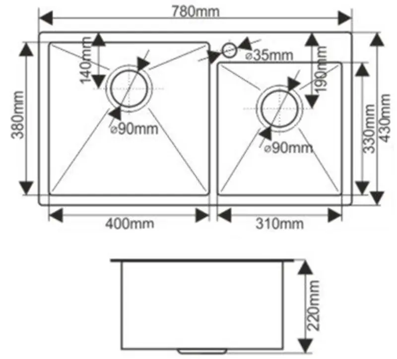 Chiuveta Melana ProfLine S7843HG (Satin/Gold)