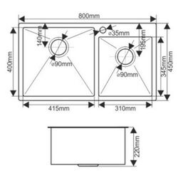 Chiuveta Melana ProfLine S8045HB (Satin/Graphite) Thumb