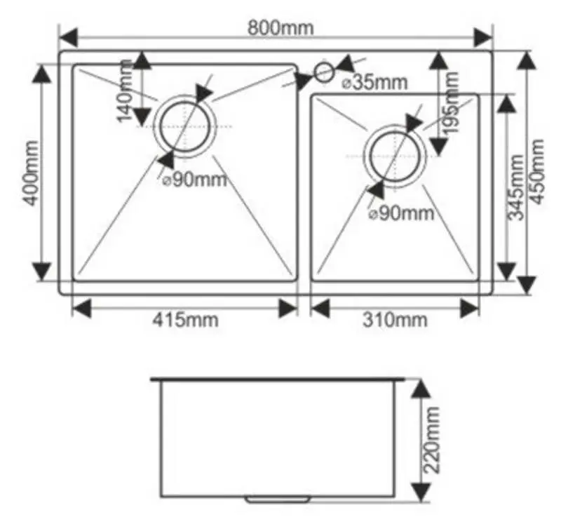 Chiuveta Melana ProfLine S8045HB (Satin/Graphite)
