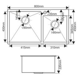 Chiuveta Melana ProfLine S8045HG (Satin/Gold) Thumb