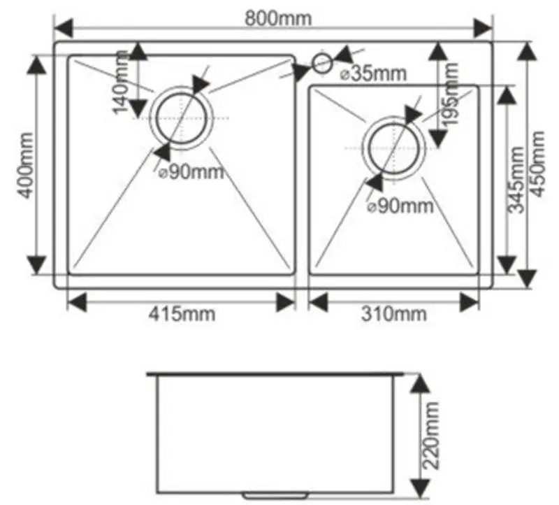 Chiuveta Melana ProfLine S8045HG (Satin/Gold)