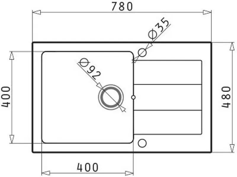 Chiuveta Pyramis Sparta Plus Volcano 78x48 1B 1D (Black)