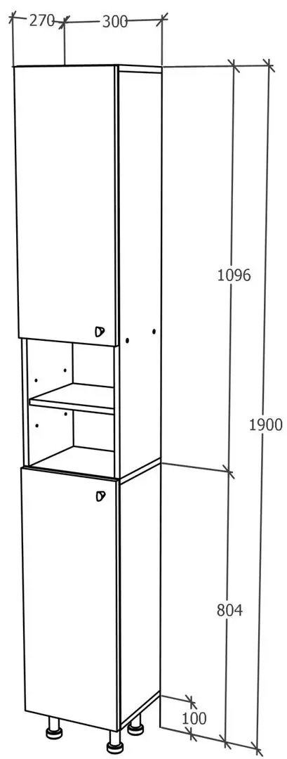 Пенал Haaus Zaria 2Д 300 (White/White Gloss)