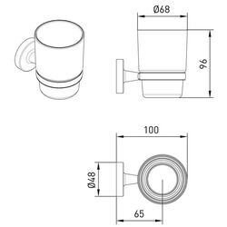 Pahar pentru periute de dinti Volle Ronda 2535.220101 (Chrome/Transparent) Thumb
