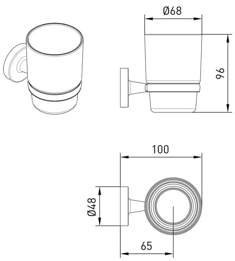 Pahar pentru periute de dinti Volle Ronda 2535.220101 (Chrome/Transparent)