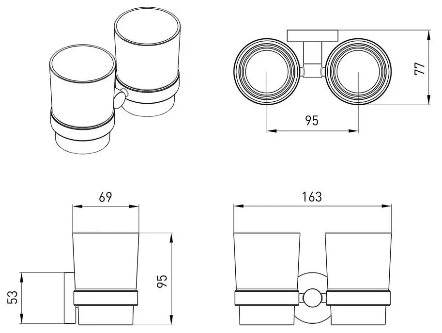 Pahar pentru periute de dinti Volle Ronda 2535.220201 (Chrome/Transparent)