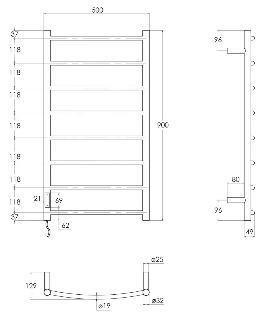 Полотенцесушитель Imprese i-Heat IHR509108122 500х900 (White) - 3
