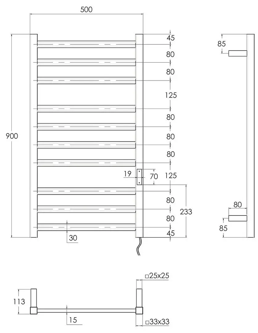 Полотенцесушитель Imprese i-Heat IHS509010121 500х900 (Silver)