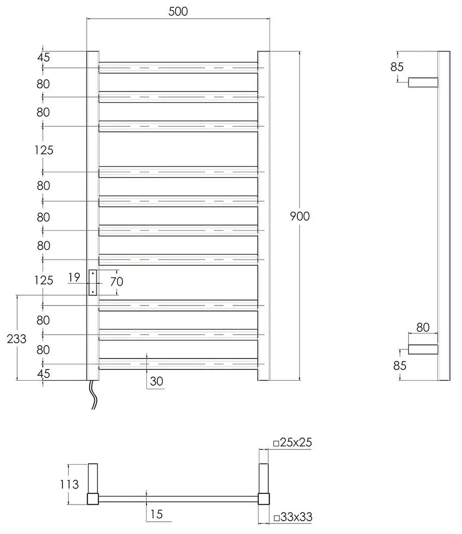 Полотенцесушитель Imprese i-Heat IHS509110121 500х900 (Silver)