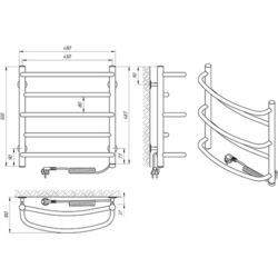 Полотенцесушитель электрический Laris Euromix P5 450x500 Right (Chrome) Thumb