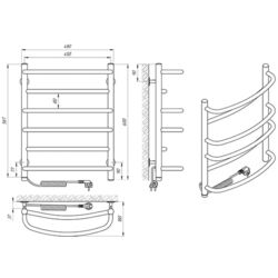 Полотенцесушитель электрический Laris Euromix P6 450x600 Left (Chrome) Thumb