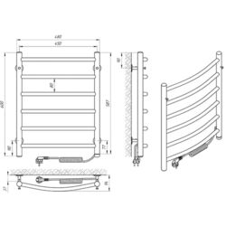 Uscator de prosop electric Laris Klassik P6 450x600 Right (Chrome) Thumb