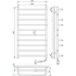 Полотенцесушитель электрический Laris Komfort CK10 500х900 Right (Chrome) Thumb