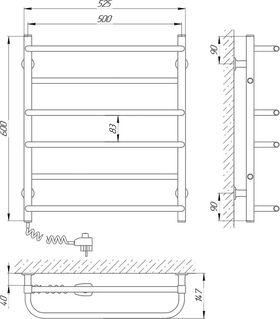 Uscator de prosop electric Laris Komfort CK6 500х600 Left (White)